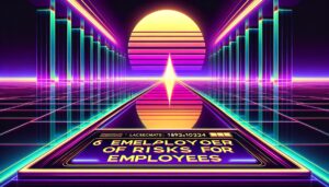 A vibrant retro digital illustration depicting the risks of Employers of Record, with dominant bold text overlay.