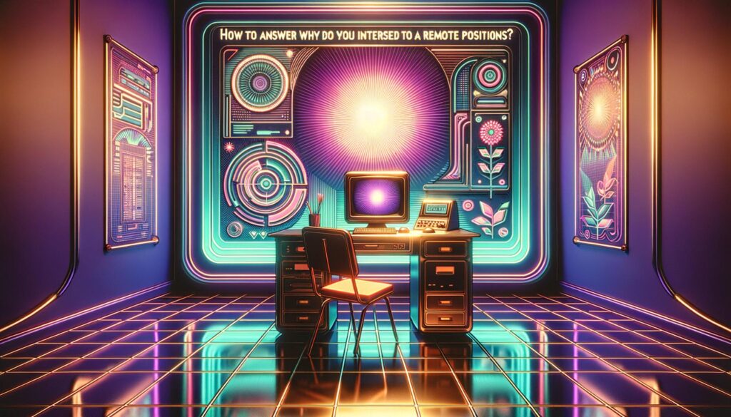 Digital illustration of a retro futuristic workspace with bold text overlay.