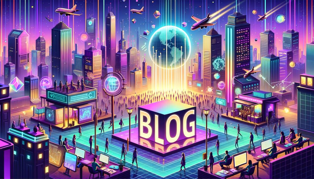 A vibrant retro digital illustration depicting remote hiring in a neon-lit cityscape with diverse professionals.