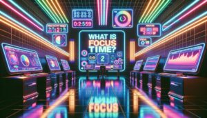 Retro-inspired digital illustration about focus time with bold title text.