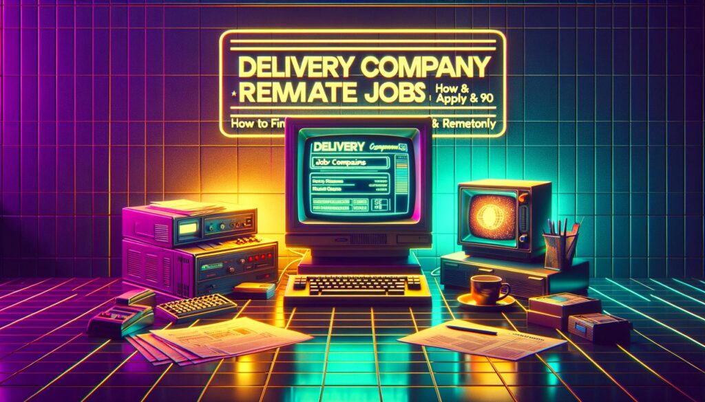 Retro digital illustration of a workspace focusing on UPS remote jobs.