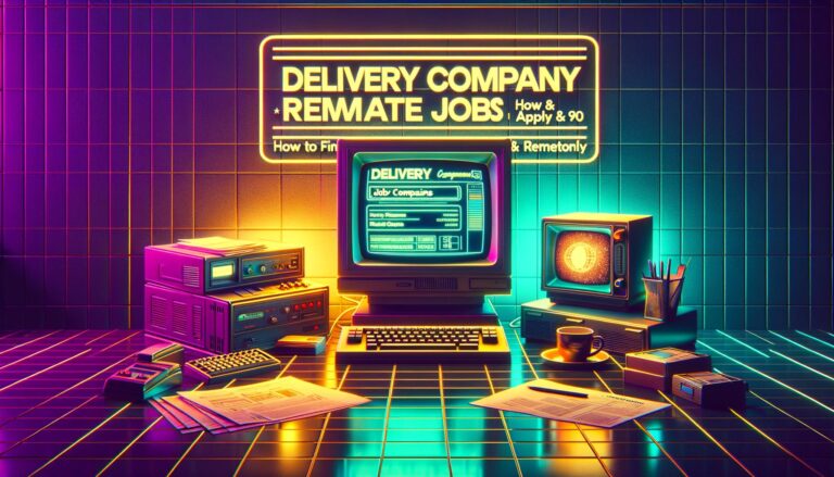 Retro digital illustration of a workspace focusing on UPS remote jobs.