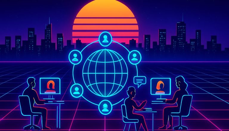 A distributed team's async communication flowing across world time zones