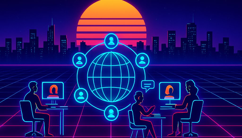A distributed team's async communication flowing across world time zones