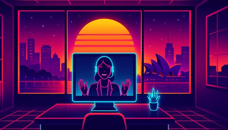 An HR manager on a video call welcomes a new Sydney hire, an employer of record Australia onboarding in a bright office