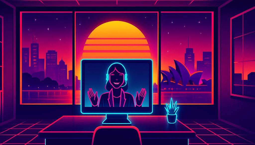 An HR manager on a video call welcomes a new Sydney hire, an employer of record Australia onboarding in a bright office