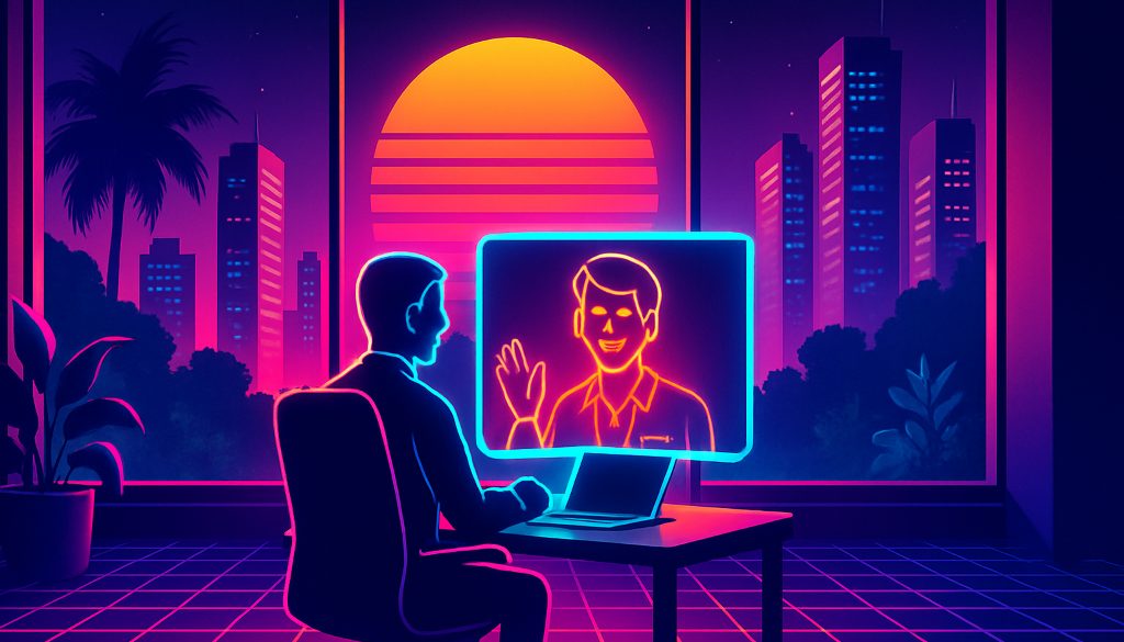An HR manager on a video call welcomes a new hire, an employer of record India onboarding scene in a bright office